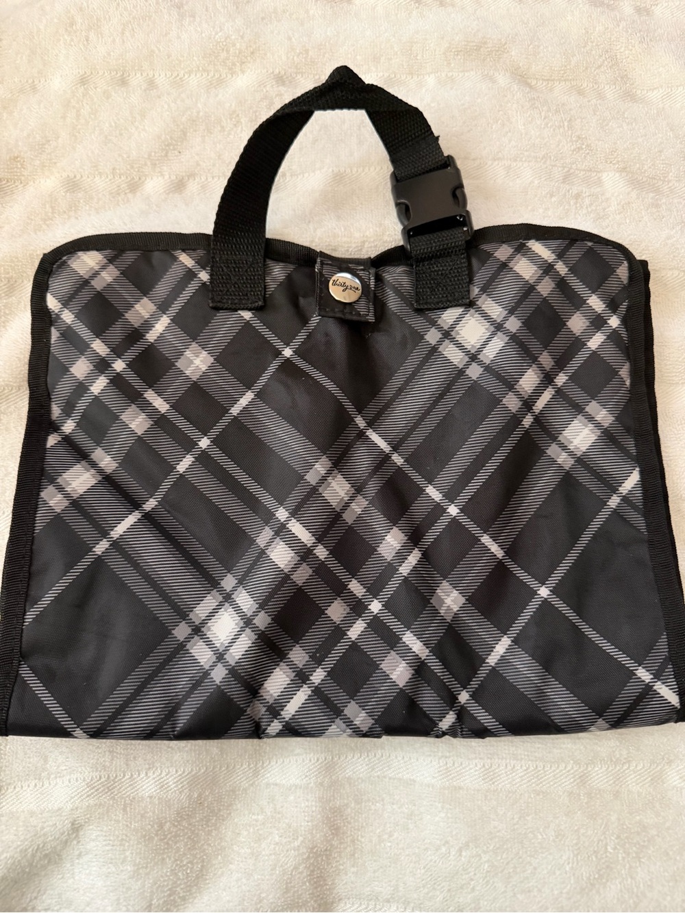 Vera Bradley Black and Gray Plaid Kids Accessory Bag
